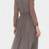 Cymene Vestido Midi Lunares Mangas Abullonadas Privada