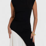 Mallory Vestido Midi Bicolor De Corte Recto Exclusivo