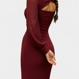 Julissa Vestido Midi Burdeos Edición Limitada Anudado