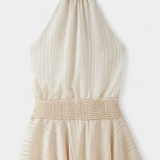 Azucena Vestido Mini Espalda Abierta Cintura Plisada Elite