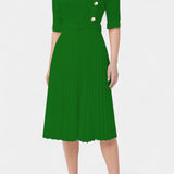 Zandie Vestido Pliegues Colección Botones Decorativos Elite