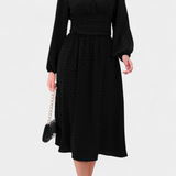 Faela Vestido Midi Oficina Lunares Suizos Exclusiva