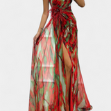 Aylin Vestido Maxi Asimétrico Estampado Colección Exclusiva