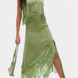 Coralena Conjunto Falda Midi Encaje Premium Exclusiva