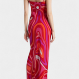 Valera Vestido Largo Tela Brillante Remolino Limitada