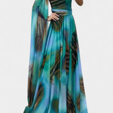 Cedara Vestido Largo Un Hombro Detalle Floral Seda Privada