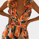 Zuleika Exclusivo Vestido de Chifón con Volantes Finos