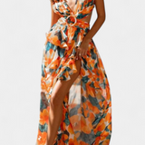 Zuleika Exclusivo Vestido de Chifón con Volantes Finos