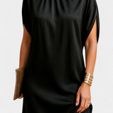 Haruna Vestido Midi Atemporal Monocromo Redondo Élite