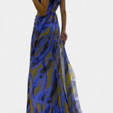 Aylin Vestido Maxi Asimétrico Estampado Colección Exclusiva