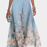 Sauline Vestido Maxi Floral Sin Mangas En V Gasa Exclusiva