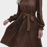Evabeth Vestido Midi Plisado Leopardo Edicion Limitada