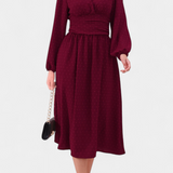 Faela Vestido Midi Oficina Lunares Suizos Exclusiva