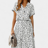 Rovena Vestido Midi Lunares Camisero Colección Exclusiva