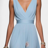 Sauline Vestido Maxi Floral Sin Mangas En V Gasa Exclusiva