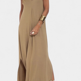 Felisa Vestido Maxi Sin Mangas Crepé Liso Exclusiva