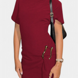 Coraline Vestido Mini Con Cintura Drapeada Hebilla Dorada