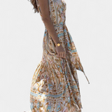 Teófila Vestido Largo Silky Estampado Tesoros Del Océano