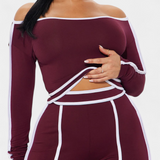 Krystelle Conjunto Off Shoulder Pantalón Recto Exclusivo