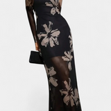 Aldona Vestido De Tobillo Malla Estampado Floral Exclusiva