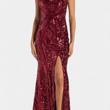 Marleni Vestido Halter de Lentejuelas Colección Privada