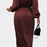Giada Vestido Largo Seda Privada Escote V Abertura Lateral