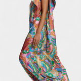 Ginette Vestido Maxi Satén Estampado Arcoíris Exclusivo