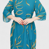 Ame Vestido Midi Estampado Cinturón Tejido Ligero Exclusivo