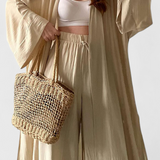 Suella Conjunto Cárdigan Largo Algodón Lino Exclusivo