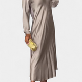Riva Vestido Fluido Seda Escote V Mangas Largas Exclusivo