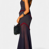 Orfila Vestido Midi Bodycon Con Gasa Y Flecos Exclusiva