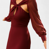 Julissa Vestido Midi Burdeos Edición Limitada Anudado