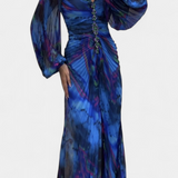Quintessa Vestido Maxi Plisado Estampado Vibrante Edición