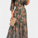 Aísha Vestido Largo Colección Floral Motivo Hojas Exclusivo