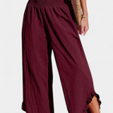 Martina Pantalón Palazzo Talle Alto Lino Exclusivo Volantes
