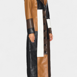 Norelle Trench Abrigo De Cuero Patchwork Edición Limitada