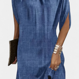 Haruna Vestido Midi Atemporal Monocromo Redondo Élite