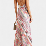 Francia Vestido Largo Multicolor Hilos Metálicos Exclusiva