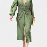 Alouette Vestido Largo Monocromático Con Cuello V Exclusivo