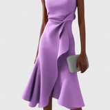 Claudia Vestido Midi Asimétrico Drapeado Exclusivo Elegante