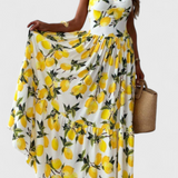 Huda Vestido Maxi Estampado Limón Colección Limitada