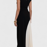 Mallory Vestido Midi Bicolor De Corte Recto Exclusivo