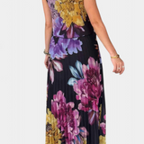 Shaya Vestido Largo de Gasa Plisada con Estampado Exclusivo