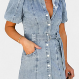 Orlena Vestido Mini Denim Lavado Colección Privilegio