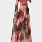 Cedara Vestido Largo Un Hombro Detalle Floral Seda Privada