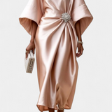 Ubelia Vestido Largo Satén Brillo Luxe Colección Exclusiva