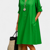 Larissa Vestido Algodón Seda Fría de Solapa Exclusivo