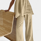 Lía Conjunto Verano Top Suelto Pantalón Fluido Exclusivo
