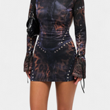 Tabea Vestido Mini Estampado Cuero Sintético Exclusivo