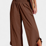 Martina Pantalón Palazzo Talle Alto Lino Exclusivo Volantes
